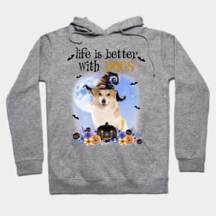 Corgi Witch Hat Life Is Better With Dogs Halloween Hoodie